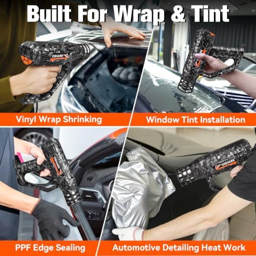 OSHARK Heat Gun for Vinyl Wrap/Window Tint/PPF, Digital LCD, Variable Temperature Heavy Duty Hot Air Gun, 2000W 122℉-1202℉ Memory Function for Auto Film Wrapping, Paint Remover, Heat Shrink and Crafts