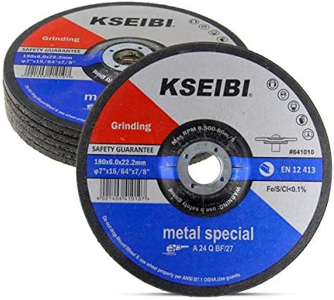 KSEIBI 651010 Grinding Wheels 10-Pack, Aluminum Oxide Discs for Metal & Stainless Steel, 7" x 1/4" x 7/8", Aggressive Grinding for Angle Grinders, Depressed Center Design
