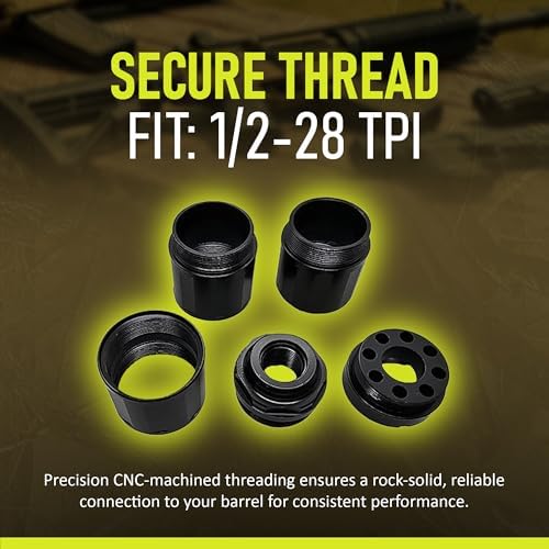 Modular CNC-Machined 1/2x28 Threaded Enhancement Adapter – 3.8" Precision Alignment Device – Alloy Steel Construction with Oxide Black Finish – Multi-Section Modular Threaded Component