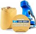 5 inch Sanding Discs 220 Grit Sandpaper Discs PSA Adhesive Sandpaper Roll No Hole - Disc Gold Round Sanding Paper, Durable Sand Paper for Wood, Auto Body, Metal, Marine Paint for Smooth Surfaces