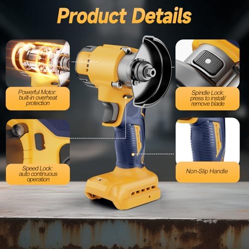 Cordless Cut Off Tool Compatible with Dewalt 20V Max Battery, 3" Mini Cut Off Tool 20000 RPM, 5 Saw 3” Blades for Metal/Wood/Tile/Plastic Cutting, Removable Dust Cover, No Battery