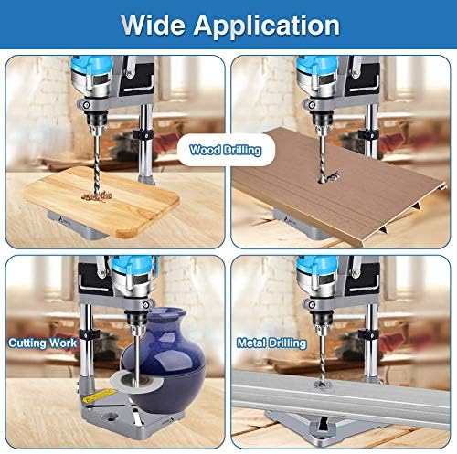 Drill Stand for Hand Drill Universal Drill Press Stand Adjustable Bench Drill Press Universal Bench Clamp Drill Press Holder Table Workbench Repair Tool Heavy Duty Single Hole Aluminum Base