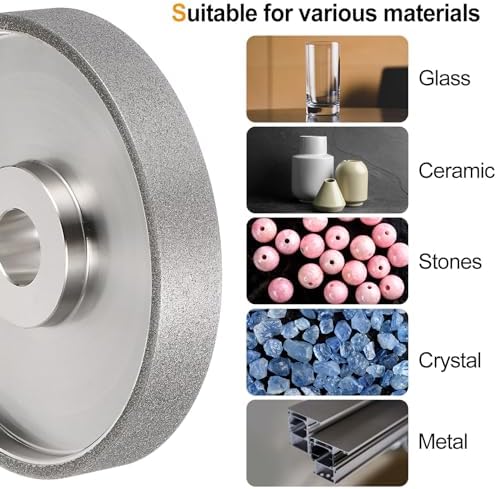 HARFINGTON Diamond Lapidary Wheel 6 Inch x 1 Inch Arbor Hole 150 Grit Grinding Wheels for Stone, Marble, Glass, Ceramics, Crystal, Carbide, Steel