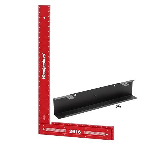 Woodpeckers Precision Woodworking Square, 26 Inch, Aluminum, USA Made, Feature Packed Square, Self Standing, Shoulder Lip, Laser Engraved Scales