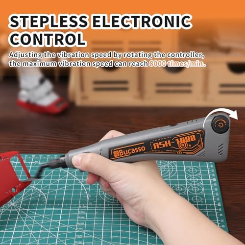 Reciprocating Sander, Variable Speed and USB Charging with LED Light, Pen Sander With 6pcs Sanding Head, Fit for Sanding, Polishing, Finishing, DIY Crafts (Grey)
