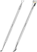 2PCS Cuticle Pusher and Cutter Remover, Xunxmas Salon Nail Scraper for Gel Polish, Stainless Steel Manicure and Pedicure Cleaner Tool for Fingernail and Toenail (Silver)