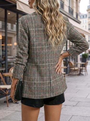 Mina Self 2026 Women's Fall Plaid Blazer Houndstooth Jacket Business Casual