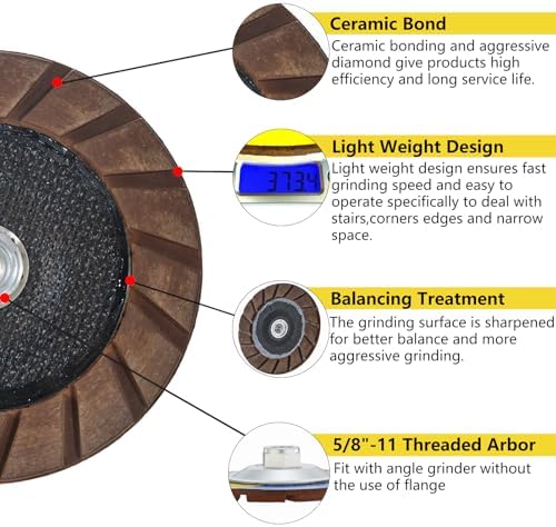 7" Ceramic Bond Diamond Cup Wheel for Concrete, 5/8-11, 100 Grit