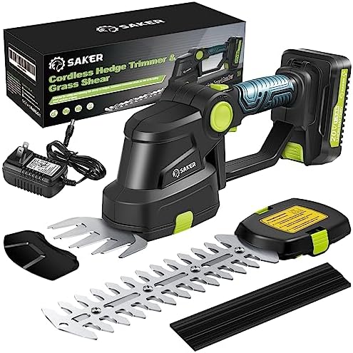 Saker 20V Cordless Hedge Trimmer,2 in 1 Electric Bush Trimmer