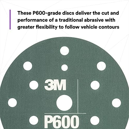 AMAPR 3M Hookit Flexible Abrasive Disc 34405, 6 in, 600+ Grade, 25 Pack, Primer Sanding, E-Coat Sanding