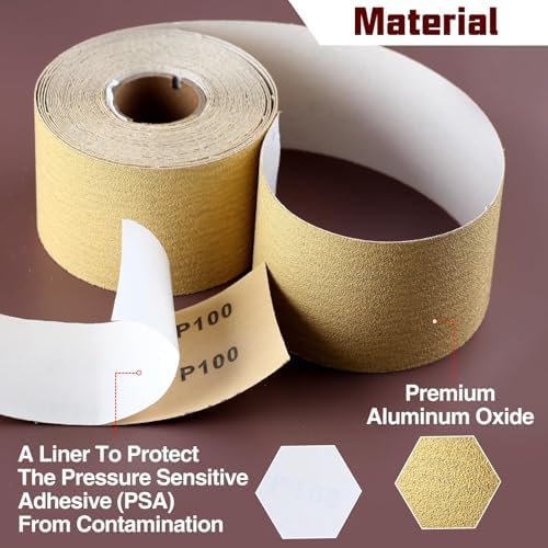 SPEEDWOX 100 Grit Sandpaper Roll Self Adhesive PSA Stickyback Sand Paper 2-3/4" Wide 10 Yard Long Sandpaper Sheets for Automotive & Woodworking Air File Long Board Sanders Metal Plastic Sanding Blocks