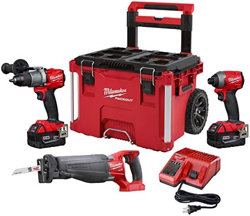 Milwaukee 2997-23SPO M18 FUEL 18-Volt Lithium-Ion Brushless Cordless Combo Kit (3-Tool) with Two 5.0 Ah Battery and PACKOUT Rolling Tool Box