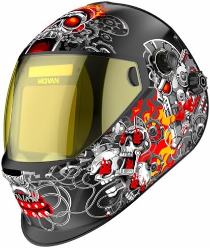Welding Helmet Auto Darkening True Color Large Viewing, Welding Hood Solar/Rechargeable Battery Powered, Wide Shade 4/5-13 with 4 Arc Sensor, Optical Clarity Welding Mask for TIG MIG ARC Grind