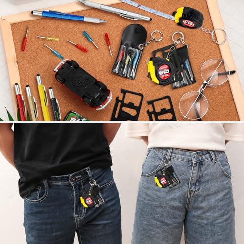 336 Pcs Mini Screwdriver Tape Keychain Set Multitool Pen Card Father's Gifts Bulk Mini Tool Set for Adult Men Dad (Multicolor)