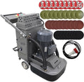 TECHTONGDA 9-Head Electric Concrete Floor Grinding & Polishing Machine 19.6" Grinding Width with Pipe Fitting 40L Dust Collection Box 1430 RPM for Home Renovation Remodeling Garages 220V Single-phase