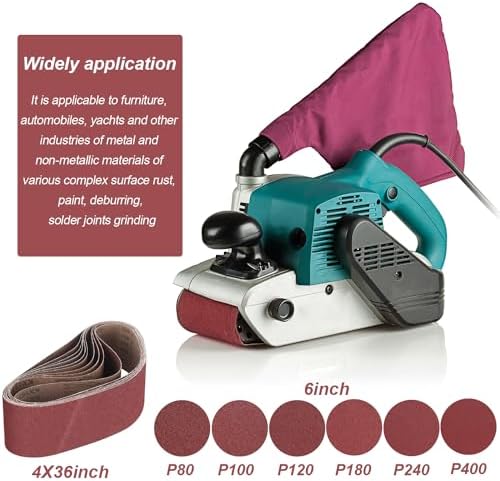 Blulu 44 Pieces 4 x 36 in Sanding Belts and 6 in Self-Adhesive Discs Set
