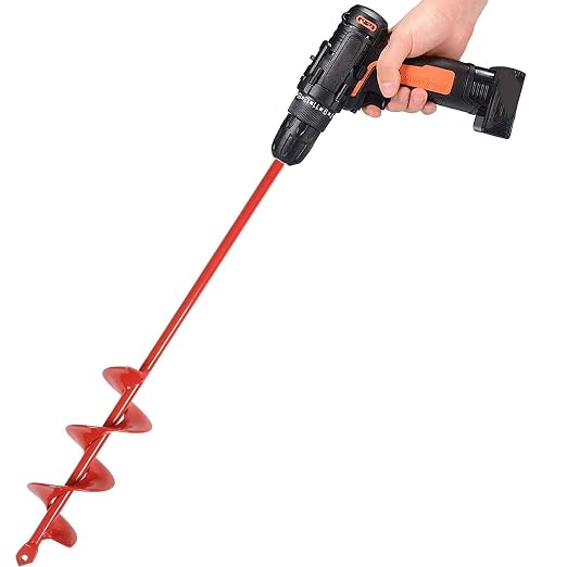 TCBWFY Auger Drill Bit for Planting 1.6x16.5inch Extended Length Garden Auger Spiral Drill Bit for Planting Bulbs Flowers,Post Hole Digger for 3/8”Hex Drill