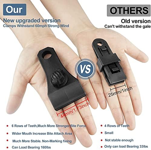 17Pcs Large Heavy Duty Lock Grip Tarp Clips with 100Pcs Zip Cable Ties