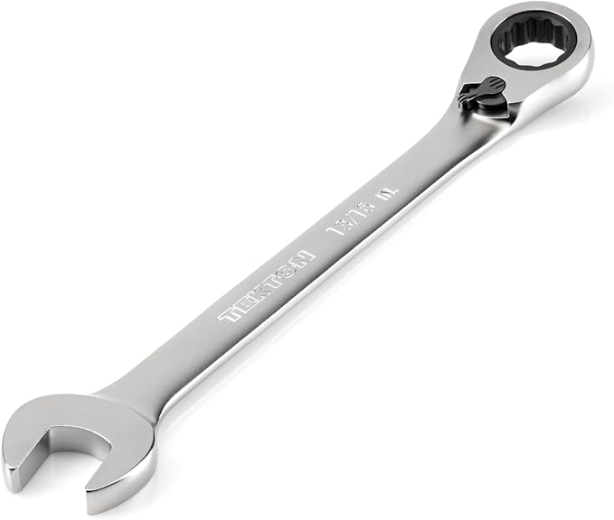 TEKTON 13/16 Inch Reversible Ratcheting Combination Wrench | WRC23321 | 12-Point, Satin Chrome Finish