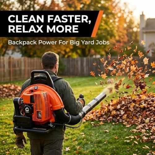 GarveeTech 66CC Gas Backpack Leaf Blower, Yard Lawn Care, Snow Removal