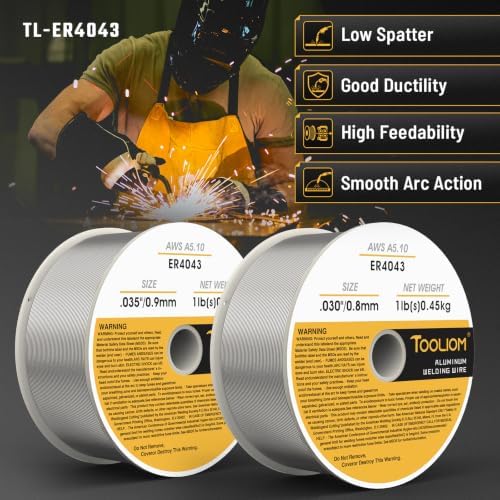 TOOLIOM ER4043 .030"+.035" Aluminum MIG Welding Wire, 1LB Spool 2PCS