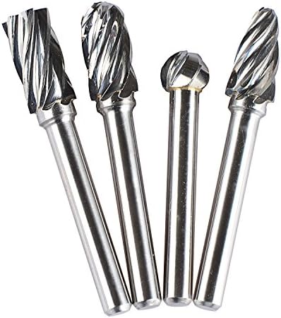 SpeTool Carbide Rotary Burr For Aluminum (Non-Ferrous) Poring And Polishing Bits (Non-Ferrous) 1/4 inch shank 4Pcs/Pack