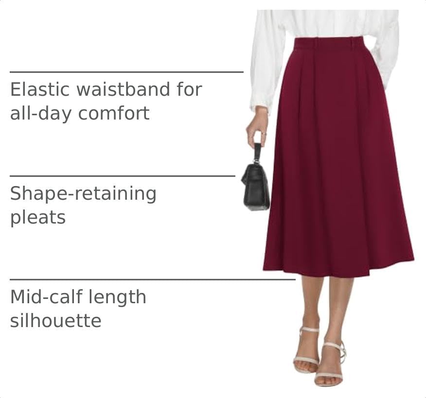 Casly Lamiit A-Line Midi Skirts for Women Business Skirt
