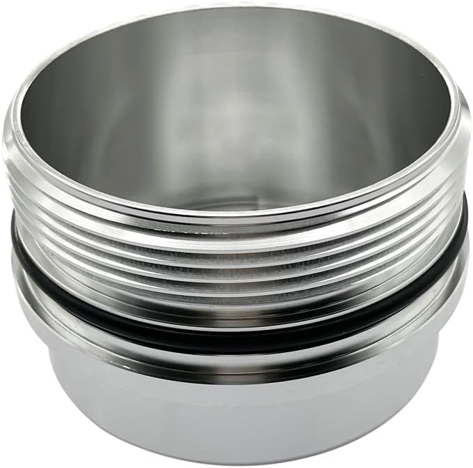 iFJF EC781 Oil Filter Cap Aluminum Silver Replacement for Ford 6.0L 6.4L | for F250-F550 6.4L, Seamless Seamless-System Integration, 3K-5K Mile Routine Maintenance Ready, Fast Back-on-the-Road Setup