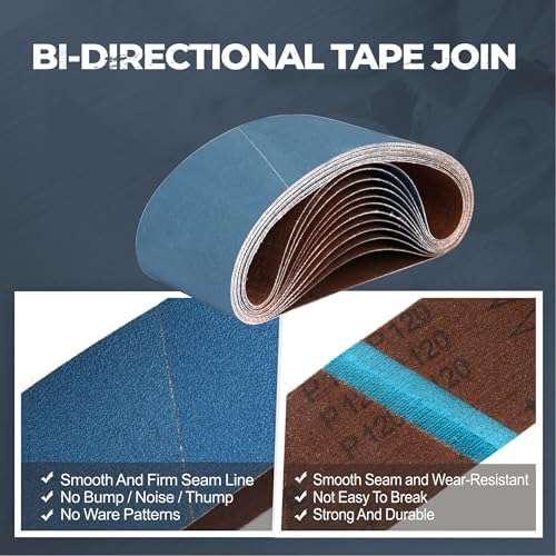 4 x 24 Inch Zirconia Sanding Belts, 12Pcs 3Each of 40/60/80/120 Grits