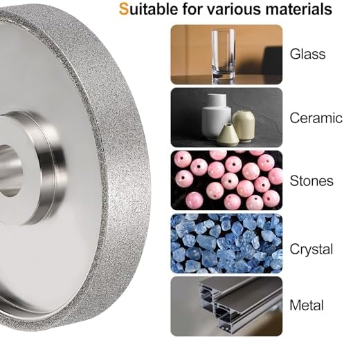 HARFINGTON Diamond Lapidary Wheel 6 Inch x 1 Inch Arbor Hole 80 Grit Grinding Wheels for Stone, Marble, Glass, Ceramics, Crystal, Carbide, Steel
