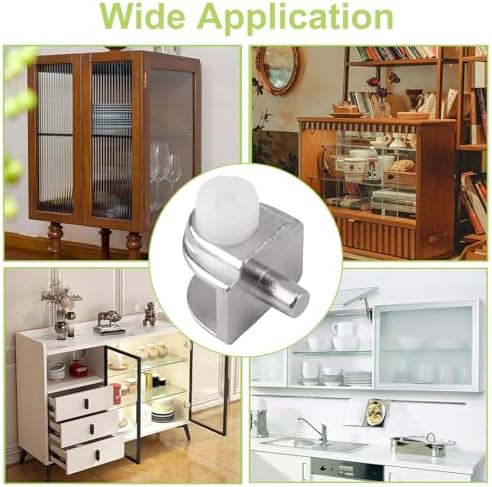 Adjustable Glass Shelf Bracket, 100Pcs Frameless Glass Clamp with Pin Wall Mounted Clips for 3-10mm Glass Cabinet