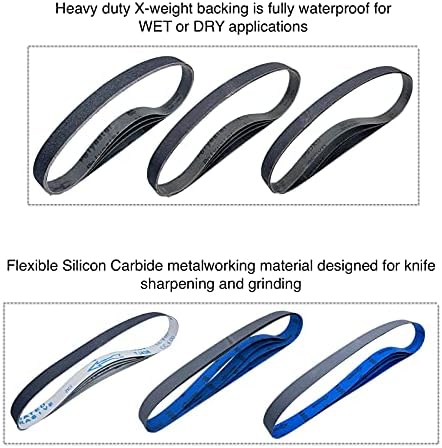 1x30 Inch Silicon Carbide Sanding Belts, 4 PCS Each of 80,120, 240, 400, 800,1000 Grits Knife Sharpening Belt Kits for 1 x 30 Inch Belt Sander, 24 Pack