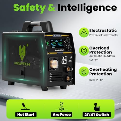 200A Aluminum MIG Welder 110V/220V, Flux MIG/MIG/Single Pulse MIG/Stick/Lift TIG 5 In 1 MIG Welding Machine With LED Display, Heavy Duty Flux Cored MIG Welder For Indoor Outdoor