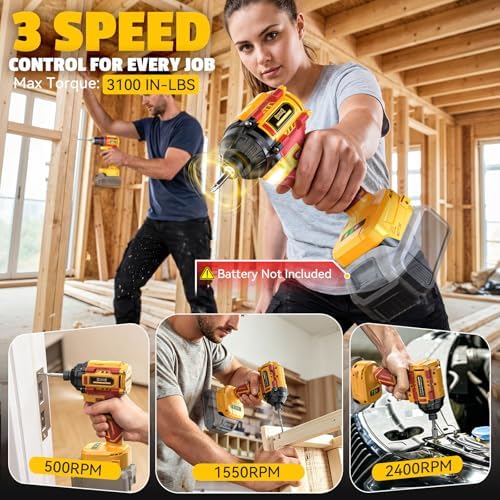 Cordless Drill and Impact Driver Combo Kit Compatible with Dewalt Battery