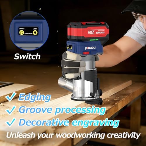 NANWEI Router Tool, Cordless Router for Woodworking with 6.0Ah Battery, Wood Router for DIY & Professional Use