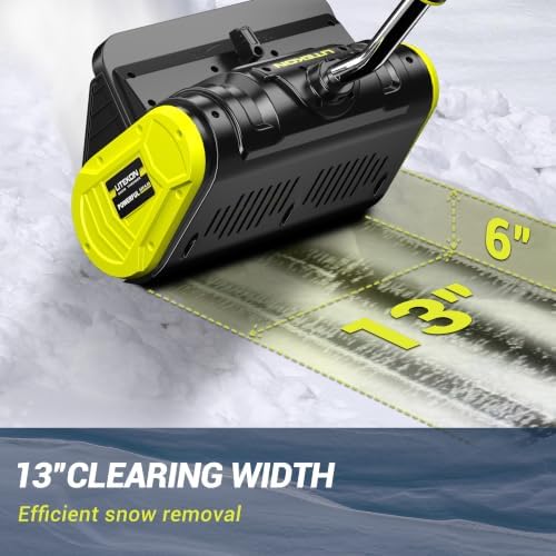 Litekon 40V Brushless Cordless Snow Shovel, 13-Inch Electric Snow Blower with 2X 4.0Ah Batteries, Battery-Powered Snow Removal with 16.5FT Throw Distance for Patio, Deck, Driveway，Green