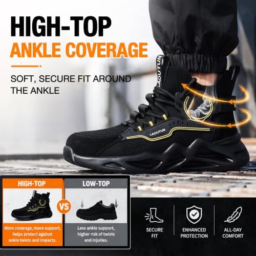LAoutun Steel Toe Shoes for Men Work Shoes Safety Sneakers Lightweight