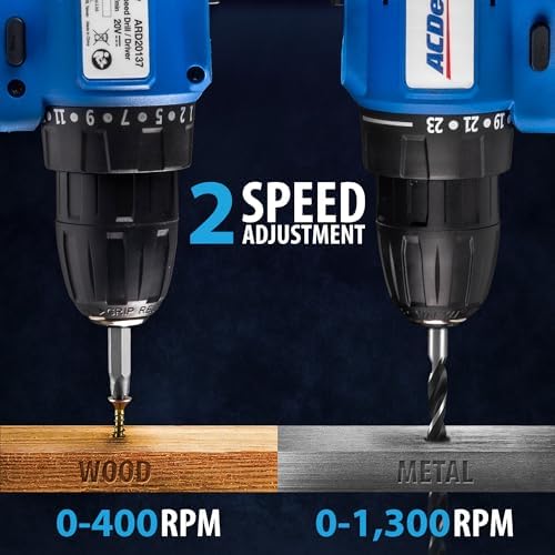 ACDelco Brushless Combo Kit, 251 Ft-lbs (350Nm) Impact Wrench & 400 In-lbs Drill, 1/2" & 3/8" Chuck, (2) 2.0Ah Batteries & Charger, 2600 RPM, 20V 2-Tool Power Kit, ARI20132-K1