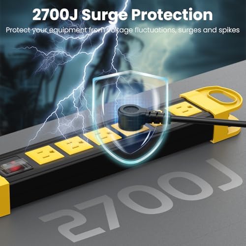 HHSOET GFCI Outdoor Power Strip Weatherproof IPX6 Waterproof, Yellow 25FT