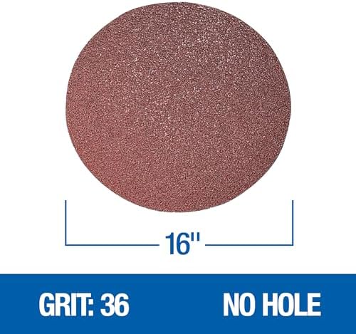Mercer Industries 44816036 Silicon Carbide Floor Sanding Disc, Double Sided, 16" x No Hole, Grit 36F, 20-Pack