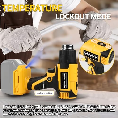 Cordless Heat Gun for Makita 18V Battery Users – Variable Temp 572°F, 1022°F, LED Light, 4 Nozzles, Hands-Free Lock | Ideal for Vinyl Wrap, Shrink Tubing & DIY Projects (Tool Only, Not by Makita)