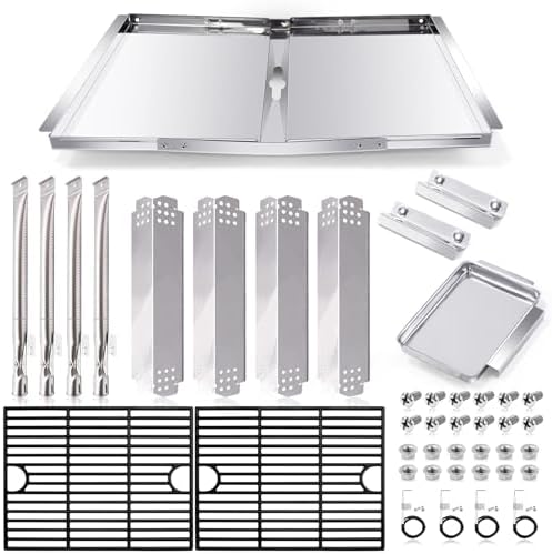 Grill Replacement Parts for Nexgrill 4 Burner 720-0830H, 720-0783E, 720-0888, 720-0830A, 720-0888N, Adjustable 24''-30'' Grease Tray, Cooking Grates, Heat Plates Shield, Burner Tubes and Igniters.