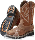 HISEA NINGO Steel Toe Work Boots for Men Square Toe Cowboy Boots Soft Toe