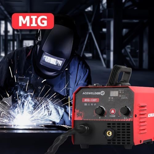 ACEWELDER 130A Gasless Flux Core MIG Welder Welding Machine 110V Portable IGBT Inverter Synergy Welder Machine