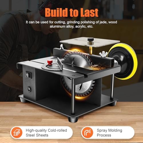 Mini Table Saws For Crafts Mini Multi-Functional Table Saw Small Woodworking Electric Bench Saw Precision Diy Cutting Tool Speed & Angle Adjustable For Wood Pcb Acrylic Plastic 200W