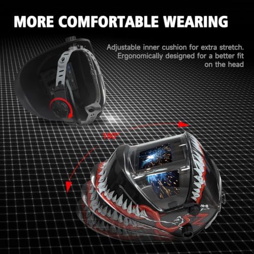 Welding Helmet, Large Viewing Screen 4.05"X3.54" Auto Darkening Welding Helmet True Color Solar Power 4 Arc Sensor Wide Shade 4~5/8-9/13 for TIG MIG Arc Weld Grinding Welder Mask(Colorful)