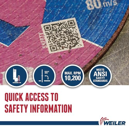 Weiler 58302 6 Inch Cutting Wheel, Tiger Ceramic Stainless Steel Superior Life & Cut Contaminant Free Max Performance Cutting, .045" CER60S Type 1 7/8" Arbor, Pack of 25