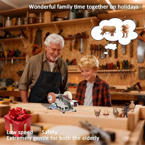 Mini Belt Sander Electric Knife Sharpener Features 15-Degree Bevel And 90-Degree Platform Grinds Wood, Metal, Or Polishes Leather Goods And Wood Surfaces Wide Design Ensures Stability And Low Noise