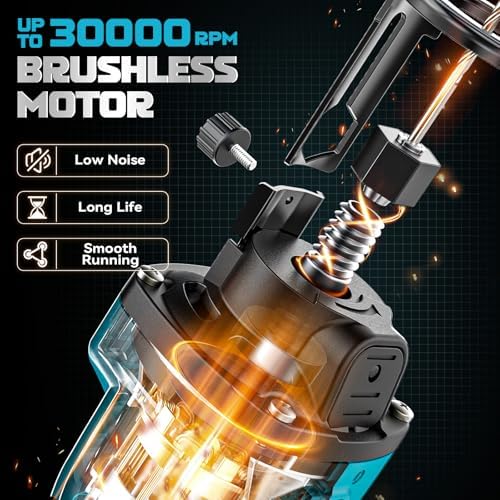 Ecarke Cordless Drywall Cut-Out Tool, Brushless Rotary Drywall Saw Compatible with Makita 18V Battery,6-Speed 30000 RPM Drywall Cutter for Sheetrock, Plywood & Wood (Tool Only)