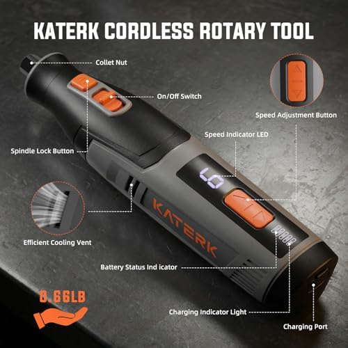 Katerk Cordless Rotary Tool Kit with 70 Pieces Accessories for Beginner